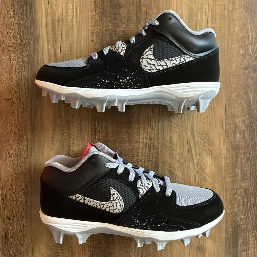 Nike Air Jordan Stadium 90 Low TD Men Size 9.5 Black Cement Football Cleats